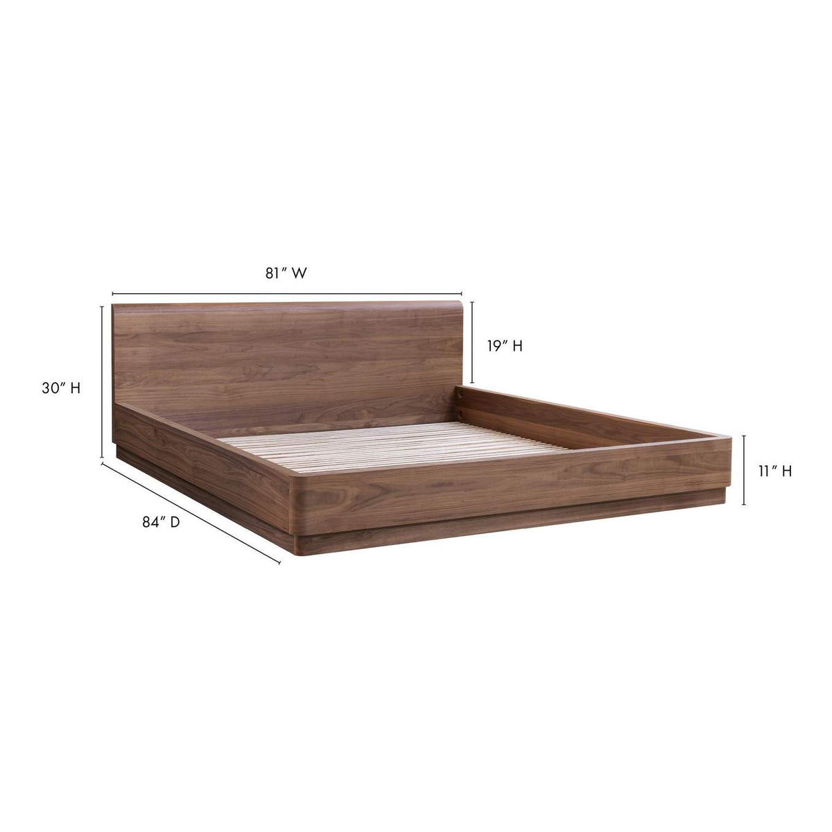YR-1006-03-0 Round Off King Bed Walnut Brown