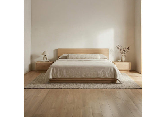 YR-1006-21-0 Round Off King Bed Light Oak Brown