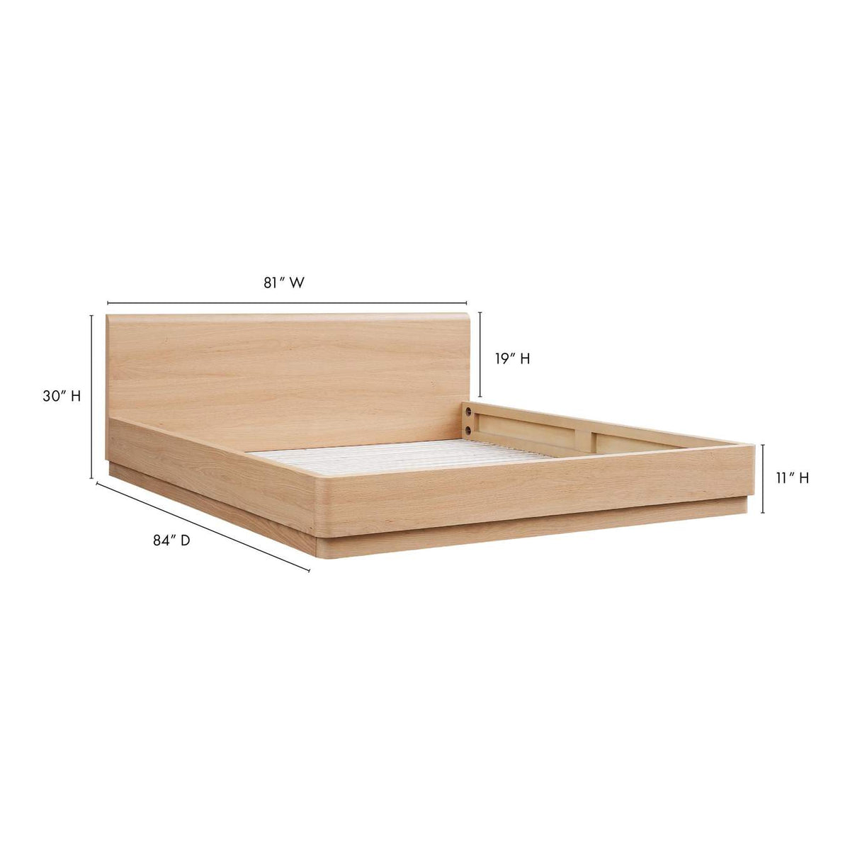 YR-1006-21-0 Round Off King Bed Light Oak Brown