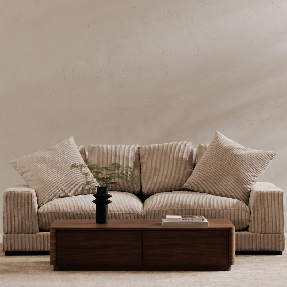 YR-1007-03 Round Off Coffee Table Walnut Brown