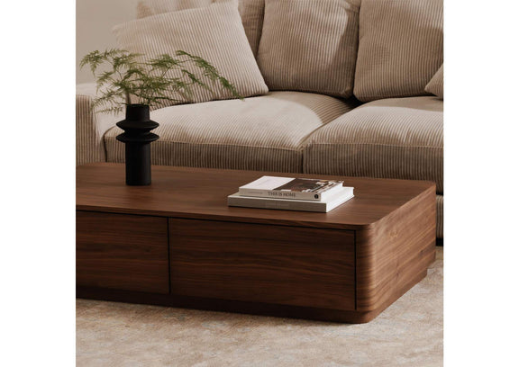 YR-1007-03 Round Off Coffee Table Walnut Brown