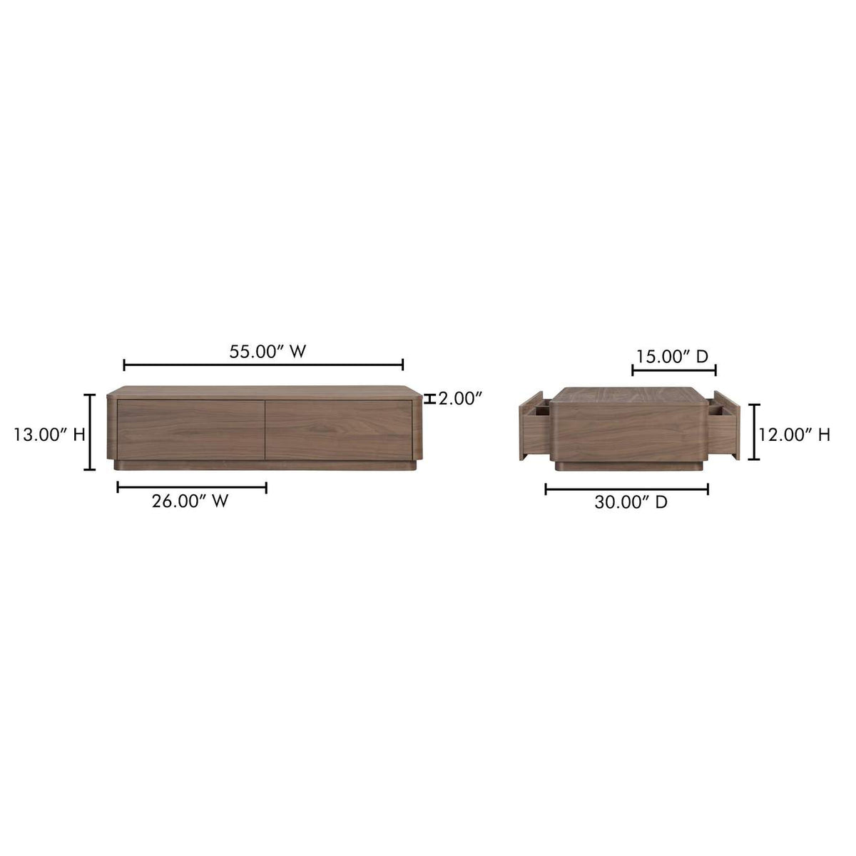 YR-1007-03 Round Off Coffee Table Walnut Brown