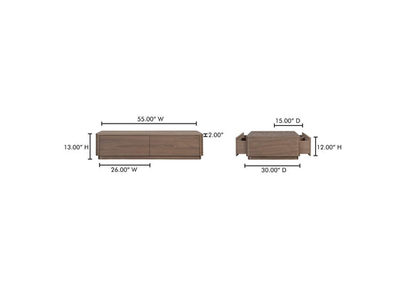 YR-1007-03 Round Off Coffee Table Walnut Brown