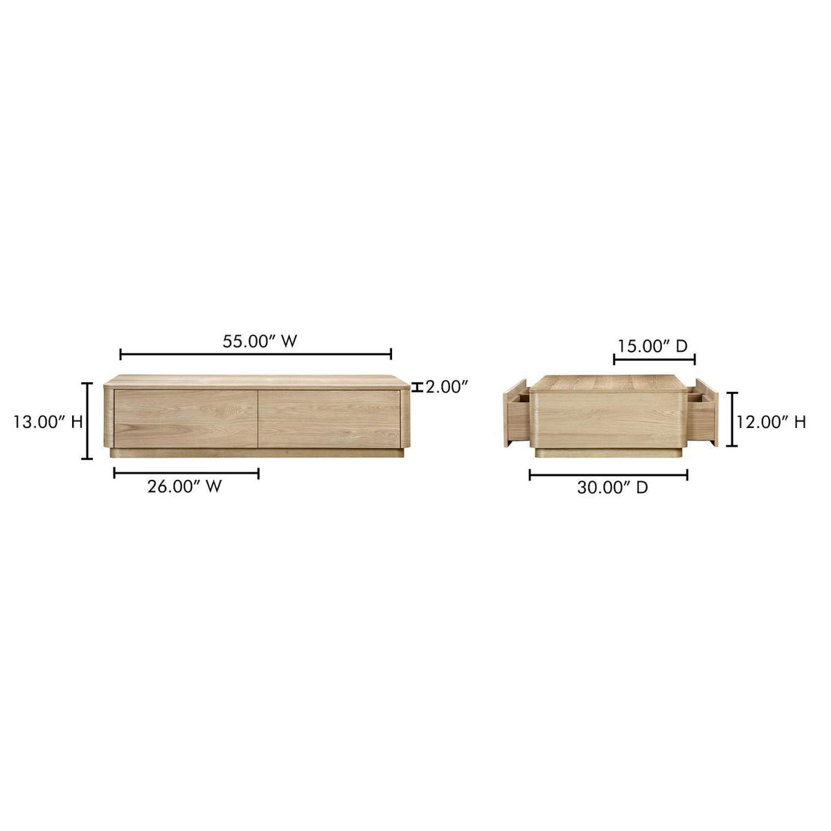 YR-1007-24 Round Off Coffee Table Natural Oak