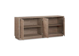 YR-1008-03 Round Off Sideboard Walnut Brown