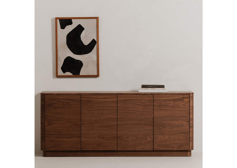 YR-1008-03 Round Off Sideboard Walnut Brown