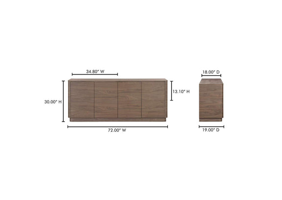 YR-1008-03 Round Off Sideboard Walnut Brown