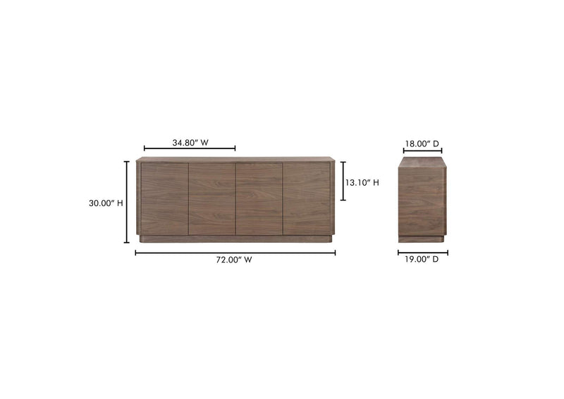 YR-1008-03 Round Off Sideboard Walnut Brown