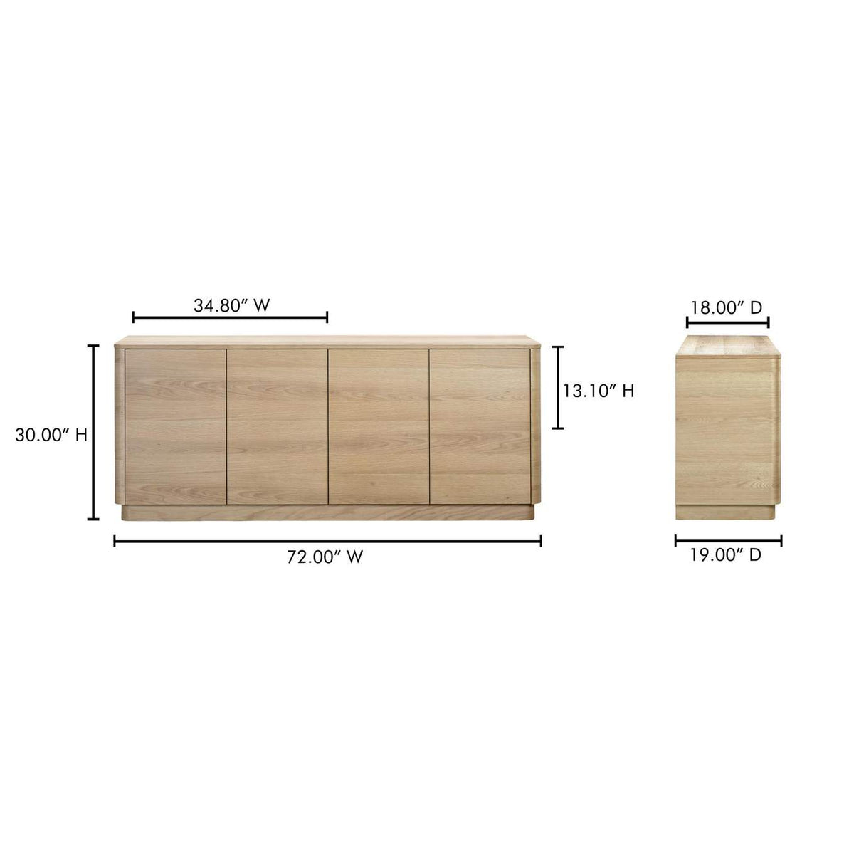YR-1008-24 Round Off Sideboard Natural Oak