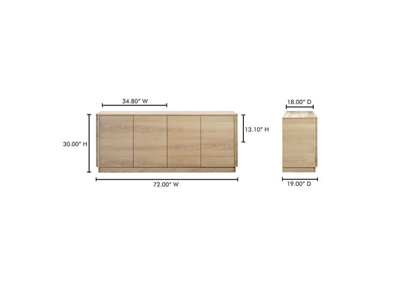 YR-1008-24 Round Off Sideboard Natural Oak