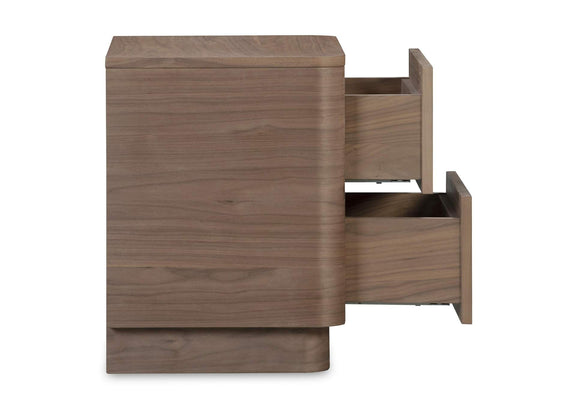 YR-1013-03 Round Off Tall Nightstand Walnut Brown