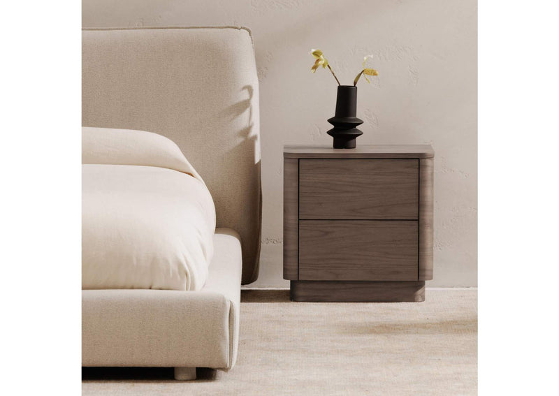 YR-1013-03 Round Off Tall Nightstand Walnut Brown