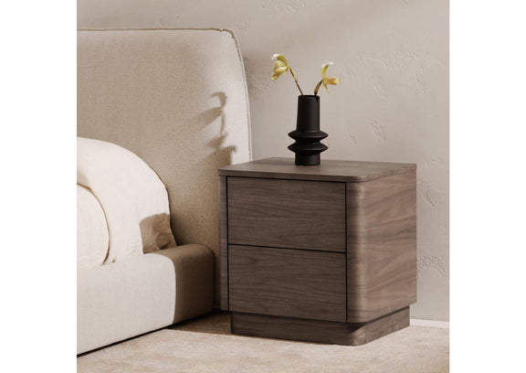YR-1013-03 Round Off Tall Nightstand Walnut Brown
