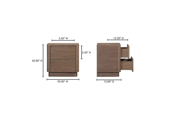 YR-1013-03 Round Off Tall Nightstand Walnut Brown