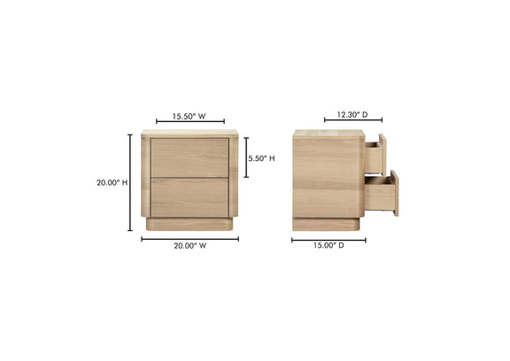 YR-1013-24 Round Off Tall Nightstand Natural Oak