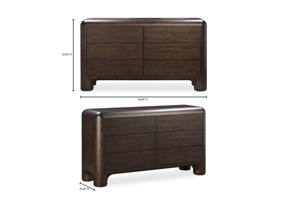 YR-1015-20 Rowan 6 Drawer Dresser Dark Brown