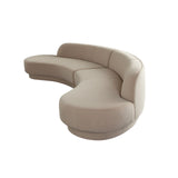 Zelda 2PC Modular Curved Armless Chaise in Light Camel Performance Velvet w/ (2) Accent Pillow Balls