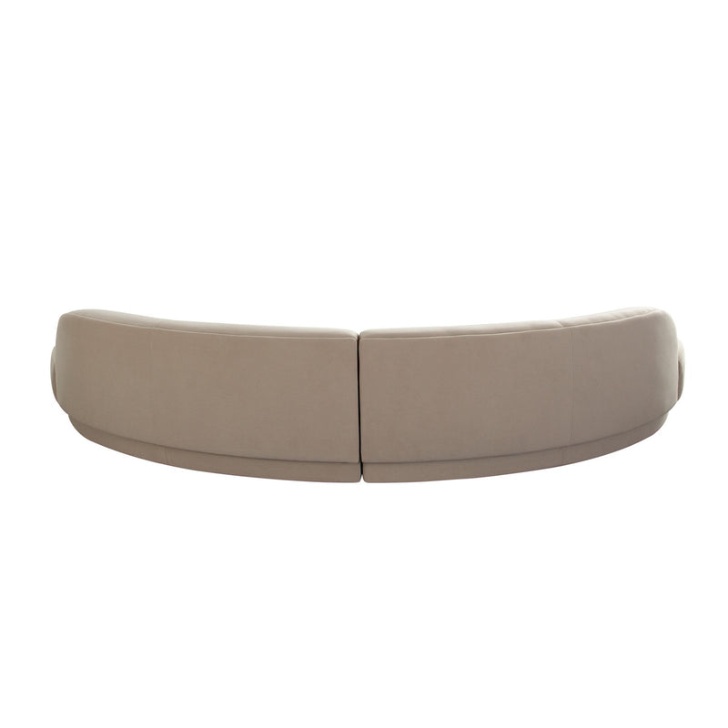 Zelda 2PC Modular Curved Armless Chaise in Light Camel Performance Velvet w/ (2) Accent Pillow Balls