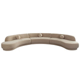 Zelda 3PC Modular Curved Armless Sofa & (2) Chaise in Light Camel Performance Velvet w/ (3) Accent Pillow Balls