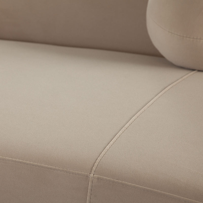 Zelda 3PC Modular Curved Armless Sofa & (2) Chaise in Light Camel Performance Velvet w/ (3) Accent Pillow Balls