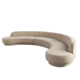 Zelda 3PC Modular Curved Armless Sofa & (2) Chaise in Light Camel Performance Velvet w/ (3) Accent Pillow Balls
