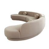 Zelda 3PC Modular Curved Armless Sofa & (2) Chaise in Light Camel Performance Velvet w/ (3) Accent Pillow Balls