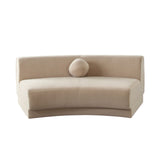 Zelda Curved Armless Sofa in Light Camel Performance Velvet w/ (1) Accent Pillow Ball
