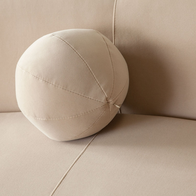 Zelda Curved Armless Sofa in Light Camel Performance Velvet w/ (1) Accent Pillow Ball