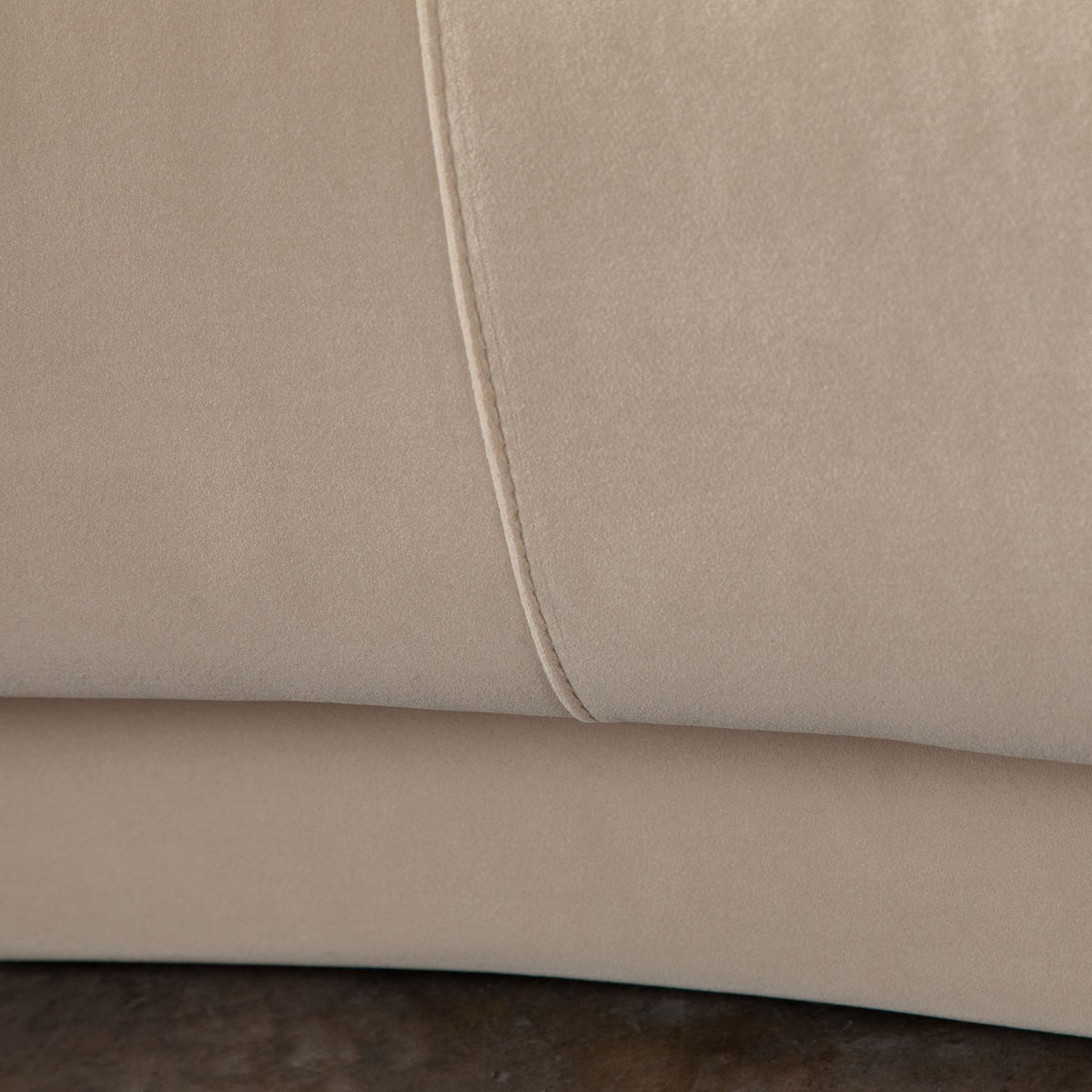 Zelda Curved Armless Sofa in Light Camel Performance Velvet w/ (1) Accent Pillow Ball