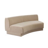 Zelda Curved Armless Sofa in Light Camel Performance Velvet w/ (1) Accent Pillow Ball