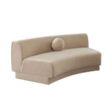 Zelda Curved Armless Sofa in Light Camel Performance Velvet w/ (1) Accent Pillow Ball