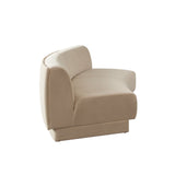 Zelda Curved Armless Sofa in Light Camel Performance Velvet w/ (1) Accent Pillow Ball