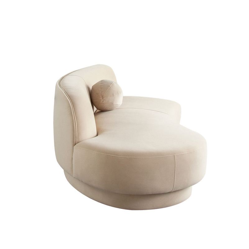 Zelda LF Curved Chaise in Light Camel Performance Velvet w/ (1) Accent Pillow Ball