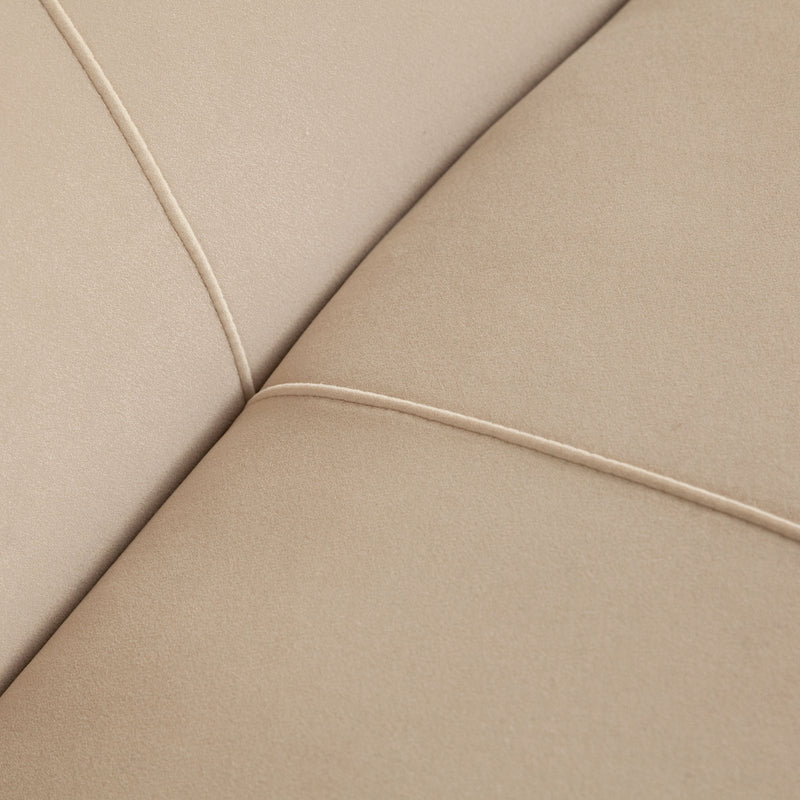 Zelda LF Curved Chaise in Light Camel Performance Velvet w/ (1) Accent Pillow Ball