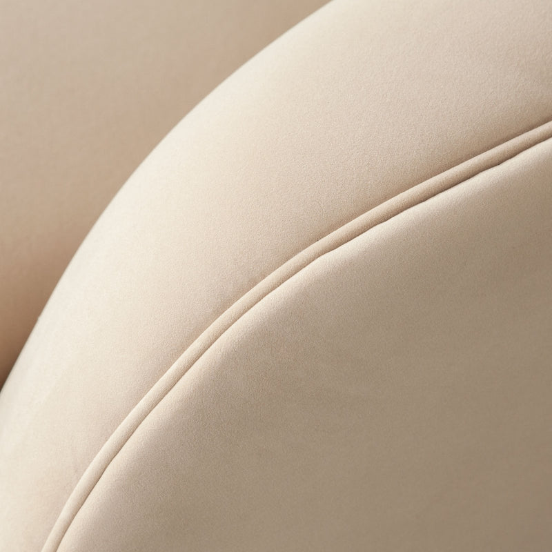 Zelda LF Curved Chaise in Light Camel Performance Velvet w/ (1) Accent Pillow Ball