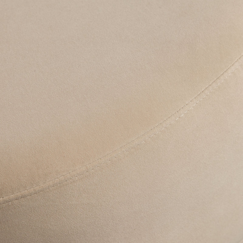 Zelda LF Curved Chaise in Light Camel Performance Velvet w/ (1) Accent Pillow Ball