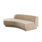 Zelda LF Curved Chaise in Light Camel Performance Velvet w/ (1) Accent Pillow Ball