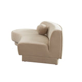 Zelda LF Curved Chaise in Light Camel Performance Velvet w/ (1) Accent Pillow Ball