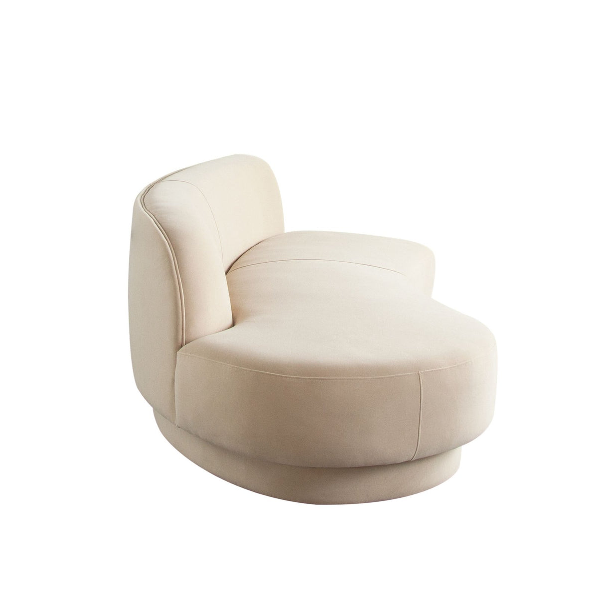 Zelda LF Curved Chaise in Light Camel Performance Velvet w/ (1) Accent Pillow Ball