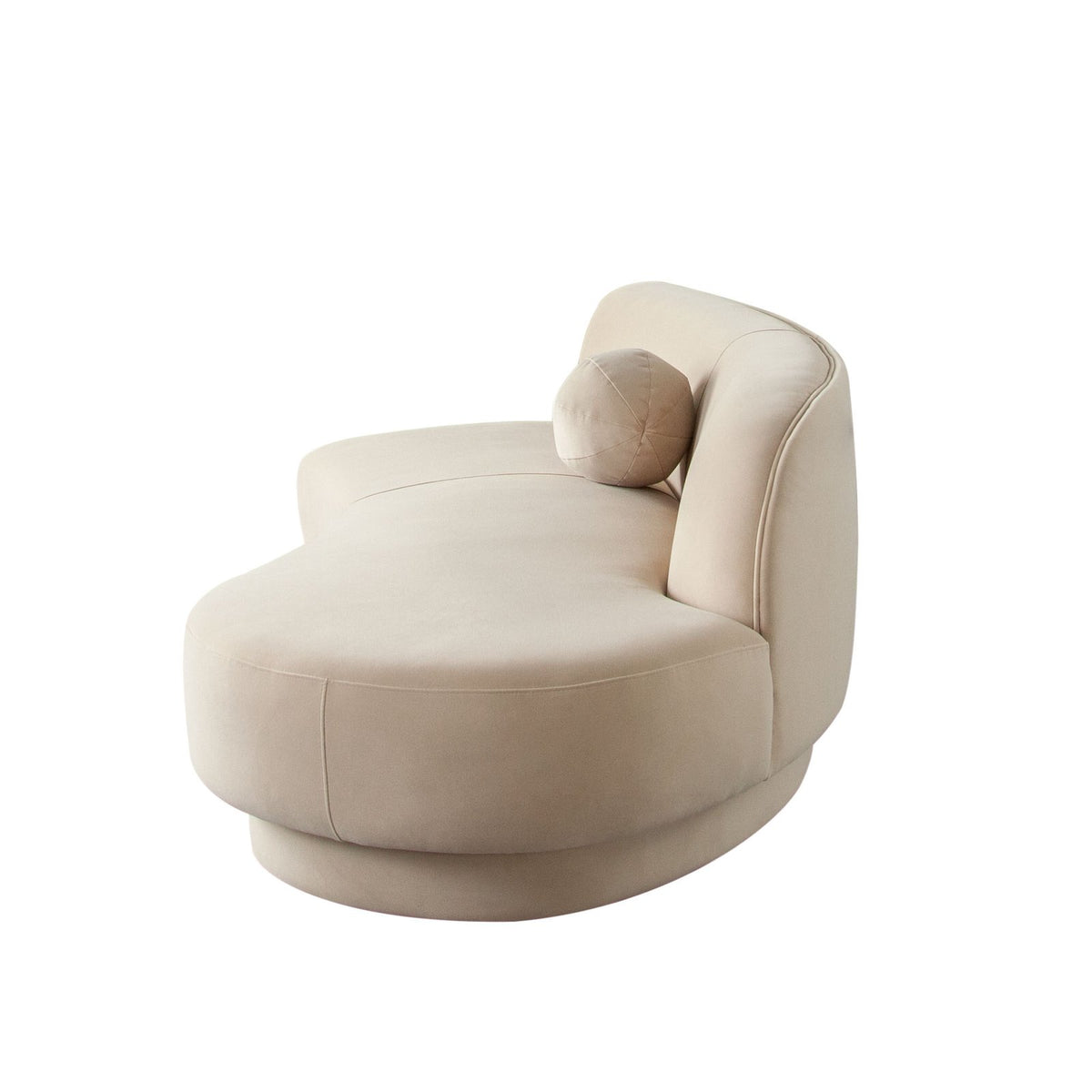 Zelda RF Curved Chaise in Light Camel Performance Velvet w/ (1) Accent Pillow Ball