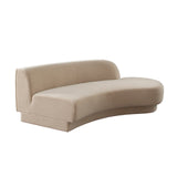 Zelda RF Curved Chaise in Light Camel Performance Velvet w/ (1) Accent Pillow Ball