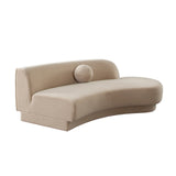 Zelda RF Curved Chaise in Light Camel Performance Velvet w/ (1) Accent Pillow Ball