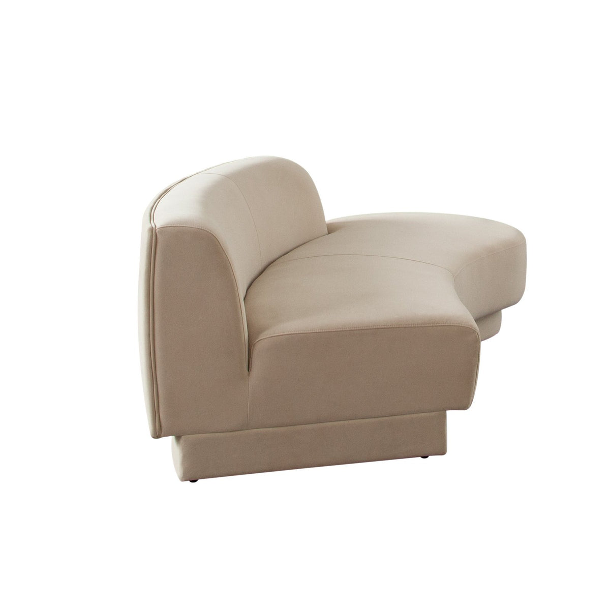 Zelda RF Curved Chaise in Light Camel Performance Velvet w/ (1) Accent Pillow Ball