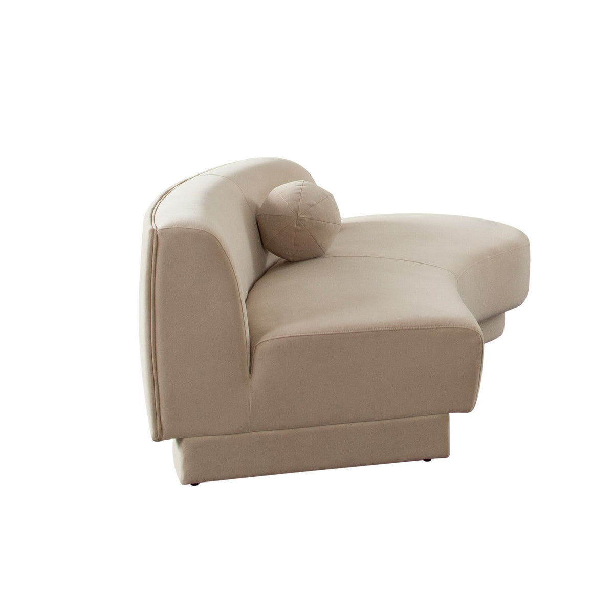 Zelda RF Curved Chaise in Light Camel Performance Velvet w/ (1) Accent Pillow Ball