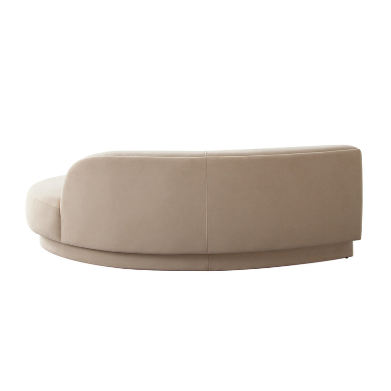 Zelda RF Curved Chaise in Light Camel Performance Velvet w/ (1) Accent Pillow Ball