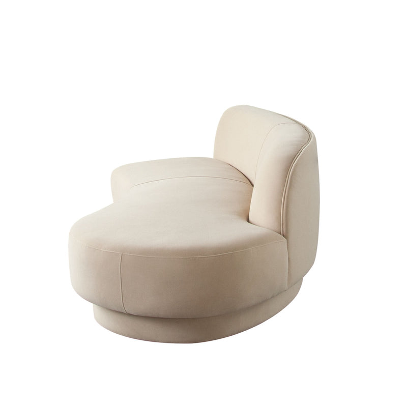 Zelda RF Curved Chaise in Light Camel Performance Velvet w/ (1) Accent Pillow Ball