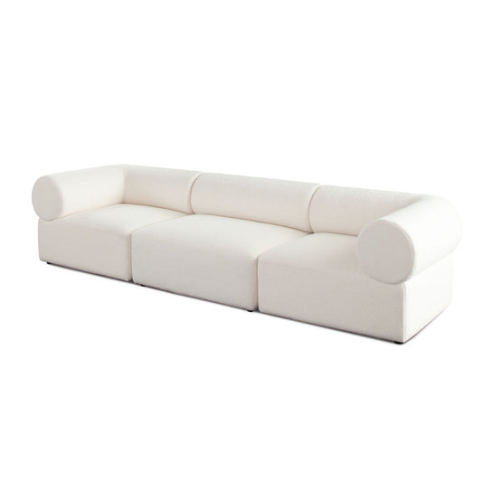 Zia 3PC Modular Sofa in Ivory Sherpa Fabric