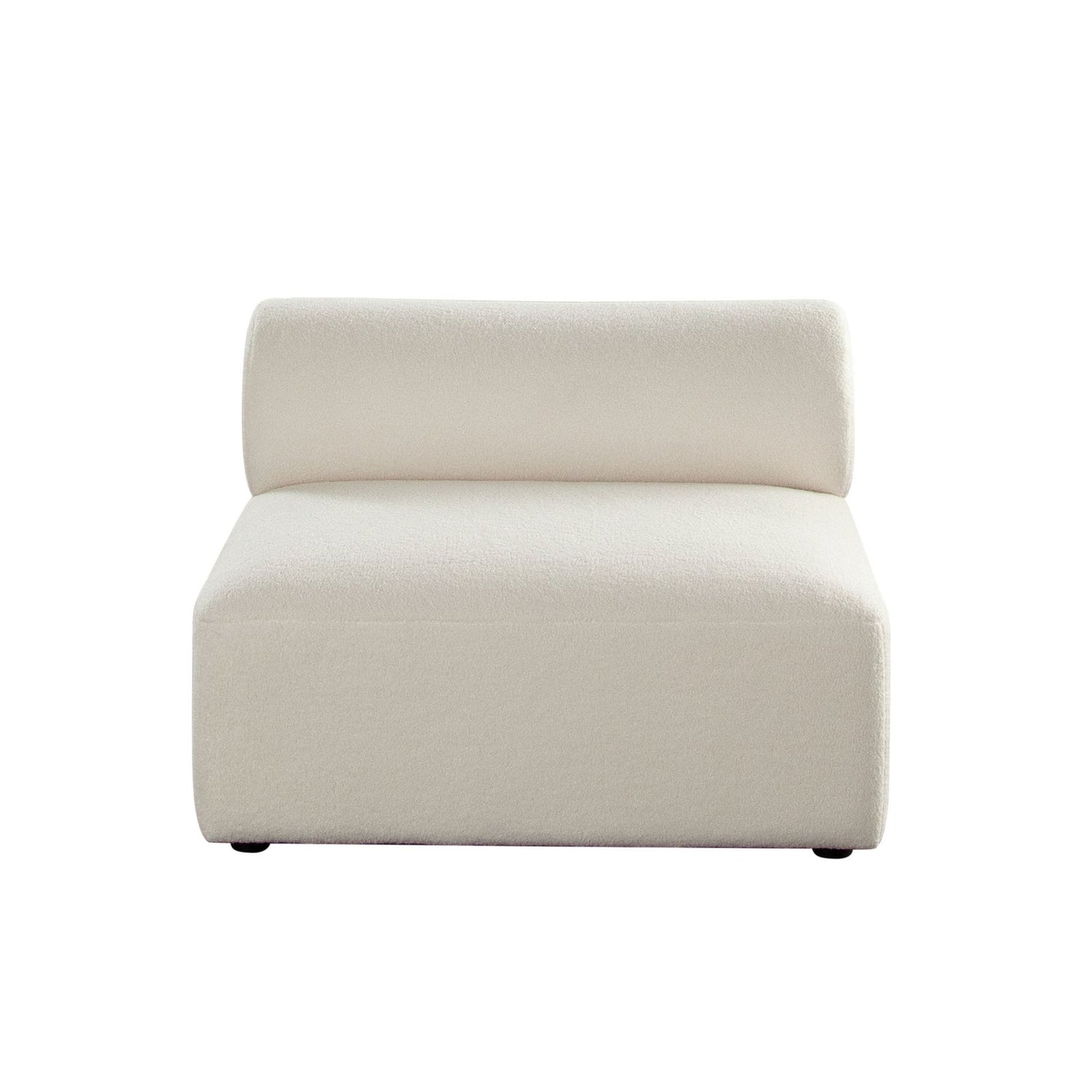 Zia Armless Chair in Ivory Sherpa Fabric