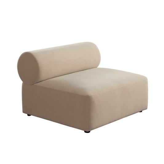 Zia Armless Chair in Light Camel Performance Velvet Fabric