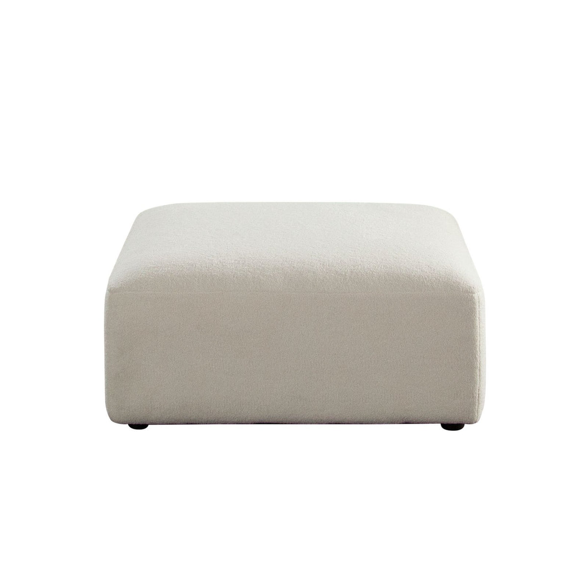 Zia Ottoman in Ivory Sherpa Fabric